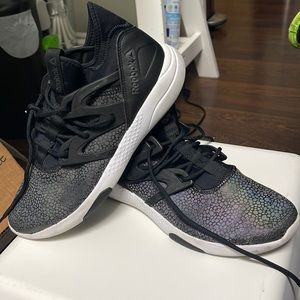 Reebok dance. Active shoe. Black with Reflective prism colors. Size 8.5